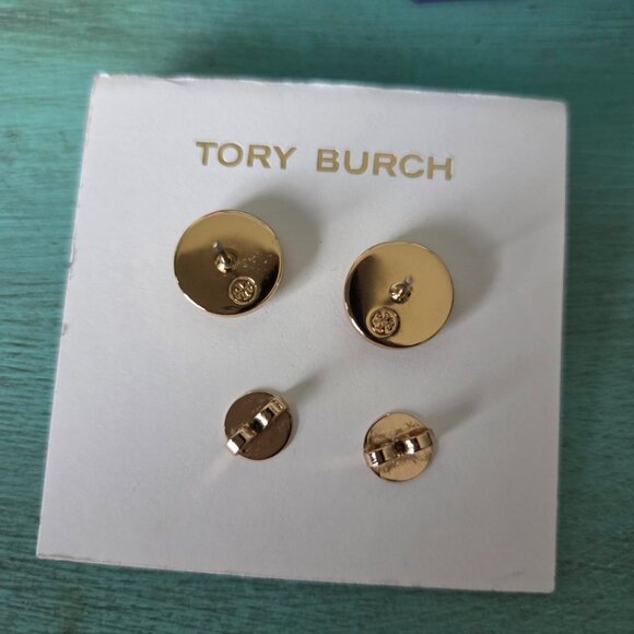 Tory Burch black and gold enamel logo stud earrings. 🖤💛